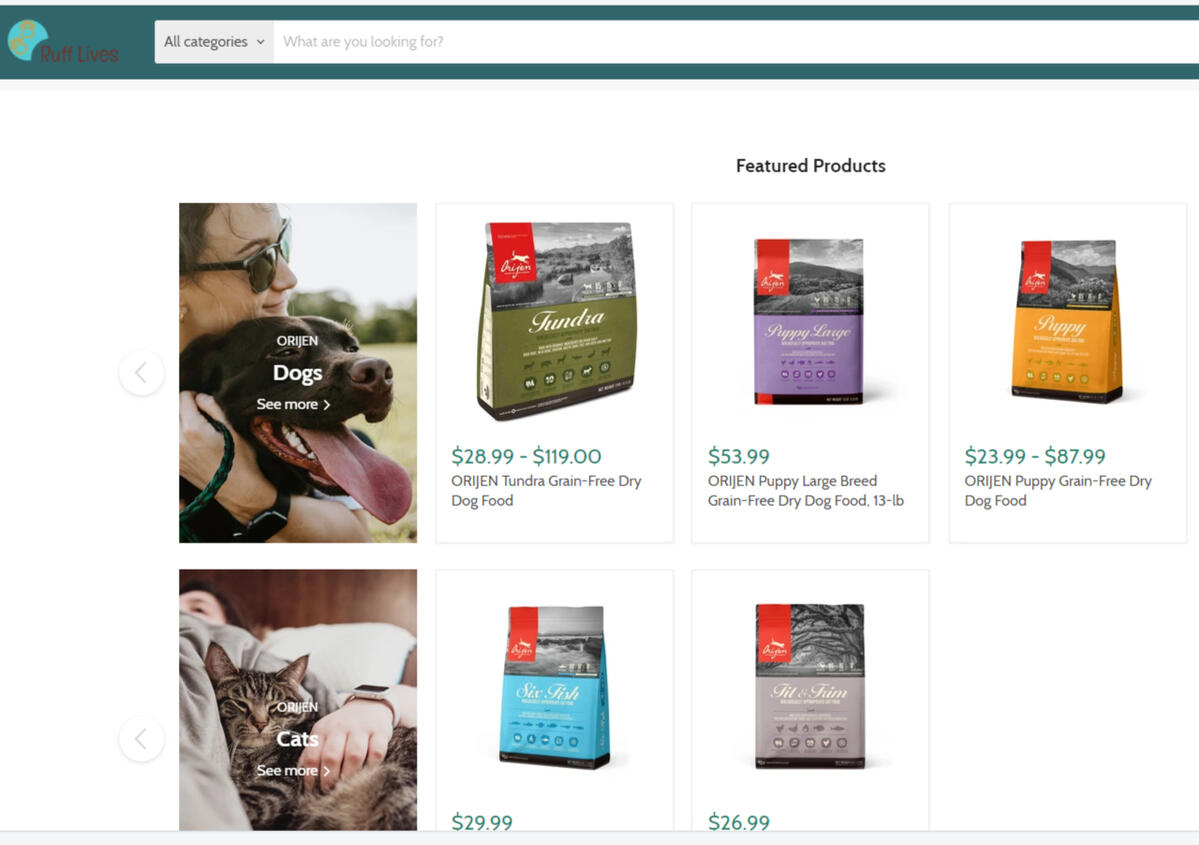 Dog food featured products