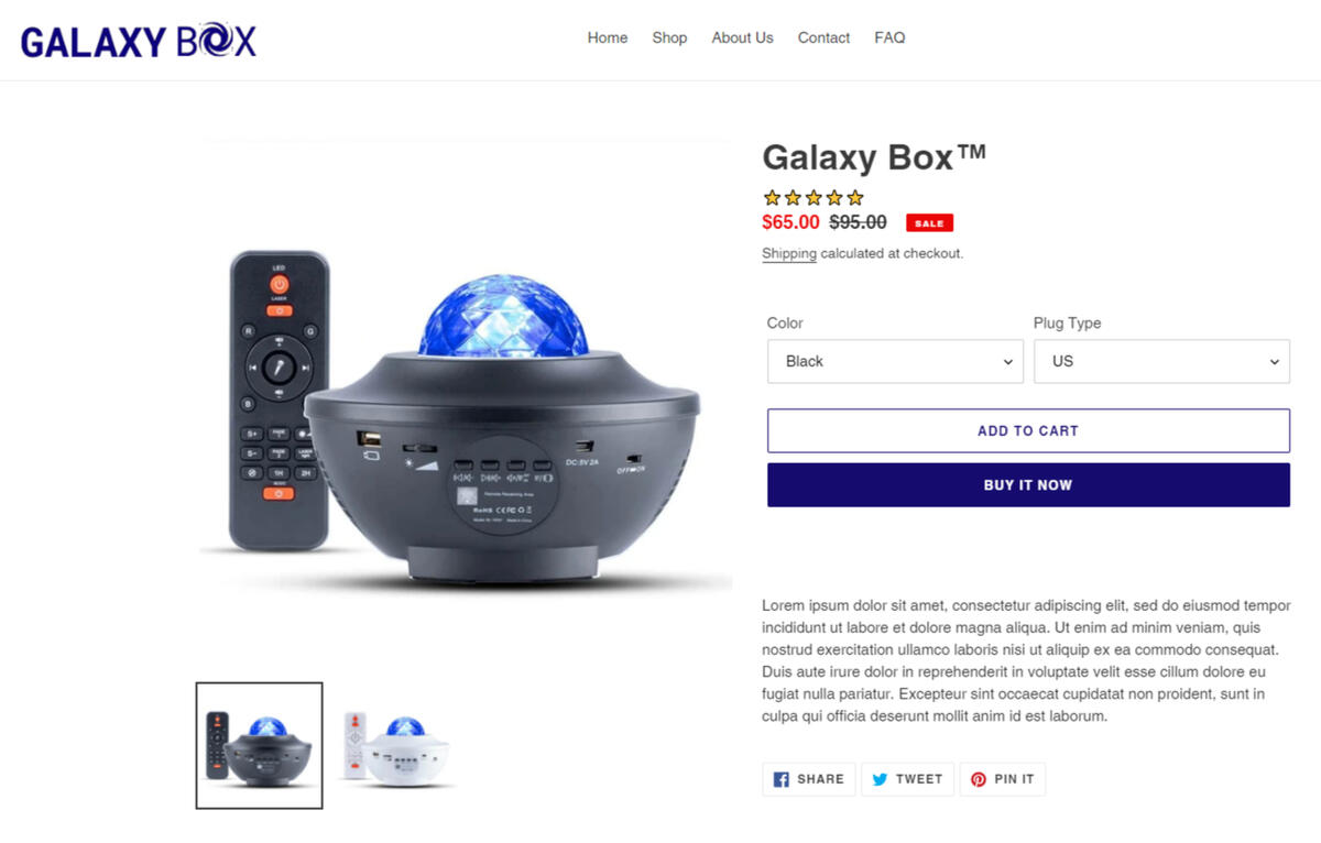 Galaxy Box product page